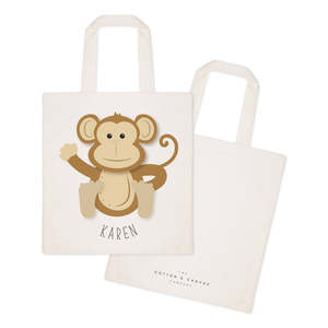 Medium Cotton Canvas Tote Bag Personalized Name Monkey Pattern Eco-Friendly Recyclable Heat Transfer Printing for Advertising - Product Image 2