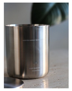 Portavelas de acero inoxidable personalizado de alta calidad disponible tarro de vela redondo portavelas de Metal y linterna cera de soja para Navidad - Product Image 4