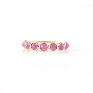 Anillo de media banda de rubí Natural 100% de alta calidad, nueva moda, oro amarillo sólido de 18 quilates, piedras preciosas clásicas, bodas, fiestas - Product Image 1