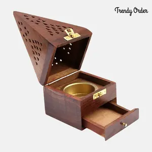 Support Loban Dhoop en bois en forme de pyramide, boîte Dhoop - Product Image 3