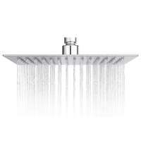 Pommeau de douche carré HM 20x20 cm en acier inoxydable ultra-mince 1,2 mm, effet pluie haute pression, anti-calcaire, minimaliste, chromé