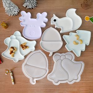 Plateau de noël bricolage tasse tapis <span class=keywords><strong>plat</strong></span> assiette Silicone moule gypse résine noël wapiti écureuil pin <span class=keywords><strong>cloche</strong></span> fruits assiette plateau gâteau outils - Product Image 1