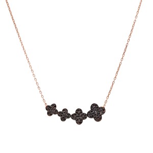 Pendentif en forme de trèfle multi-brins avec pierre en zircon noir, bijoux en argent sterling 925 faits à la main en Turquie, vente en gros - Product Image 1