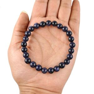 <b>Blue</b> Goldstone 8mm Round <b>Crystal</b> <b>Bracelet</b> for Confidence Motivation Focus & Positive Energy-Men & Women - Product Image 2