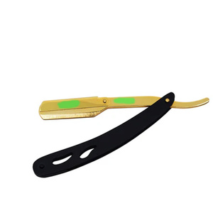มีดโกนหนวดแบบใช้ซ้ำได้ด้ามจับพลาสติกสีดำชุบทอง - Product Image 1