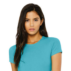 Airlume-Camiseta entallada para mujer, Camiseta de algodón con diseño de anillo peinado, longitud hasta el cuerpo más largo, 32 onzas, 100% onzas, Color Turquesa - Product Image 4