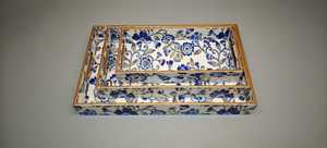 Bandeja de incrustaciones de hueso de forma Rectangular para manualidades, bandeja decorativa para el hogar para mesa de centro, patrón único, prueba de artesanía de hueso - Product Image 3