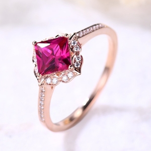 แหวนเพชรแท้ทับทิมแท้แท้ดีไซน์ใหม่หรูหราทำจากแล็บธรรมชาติ - Product Image 3