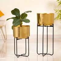 Pot Tanaman Lantai Aluminium Mewah Berkualitas Premium, Ukiran Tangan Modern, Ringan, Tahan Lama, Ramah Lingkungan, untuk Luar/Dalam Ruangan, Cocok untuk Hotel