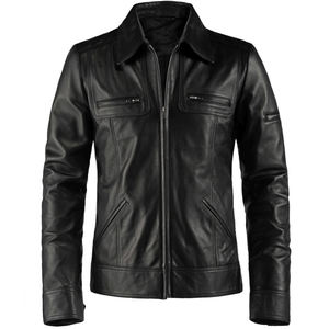 Chaqueta de Invierno Deportiva de Talla Grande para Hombre, Chaqueta de Motociclista de Cuero Sintético PU con Estampado Puff, Chaqueta Lisa Teñida para Hombre - Product Image 1