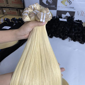 Meilleur prix d'usine pour une qualité supérieure 100% Extensions de cheveux humains bruts Blonde Straight Weft Double Drawn Virgin Hair Dyed - Product Image 1