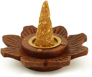 Brûleur d'encens en bois, plateau rond en bois, lotus, 4 pouces, brûleur d'encens rond fait à la main pour la décoration de la maison - Product Image 3