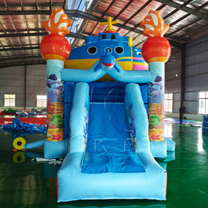 Structure gonflable combinée toboggan et château à rebondir sur le thème de l'océan, qualité commerciale, bâche en PVC, monde sous-marin, pour enfants - Product Image 4