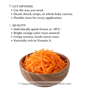 Zanahorias Congeladas KMI LQF, Peladas, Grado A, Envasadas al Vacío, 1 kg, para Procesamiento de Alimentos, Cortadas en Rodajas o Enteras - Product Image 3