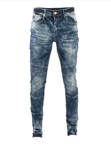 Jean droit en denim extensible taille mi-haute pour homme - Style vintage hip-hop uni avec détails brodés et boutons, résistant aux déchirures, collection printemps - Product Image 6