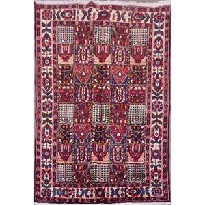 Antique Hand Knotted Persian Tabriz Rugs, <b>Wool</b> & Cotton, <b>Red</b>, 10'2 X 6'9, Panr02598 (<b>Red</b> : 10540) - Product Image 1