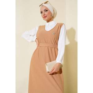 Robe chemise rayée Camel - Product Image 2
