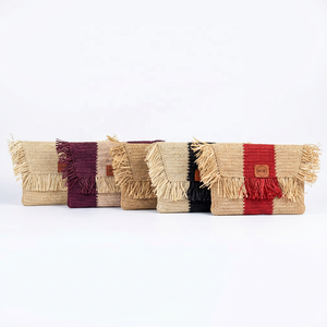 Bolso de Mano de Rafia Tejido a Mano para Verano con Adorno de Flecos, Tono Neutro, Bolso de Moda para Dama, Oficina, Viajes, Portátil - Product Image 6