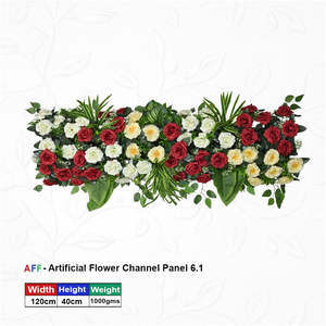 Artificial Flower Factory Crimson Heritage Classic <b>Red</b> & Cream Rose Channel Panel Scarlet Blossom & Tropical Greenery Row - Product Image 1