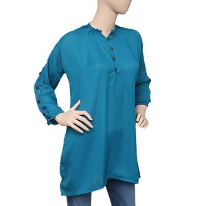 Women's Western Georgette <b>Top</b> - Steel Blue - Product Image 1