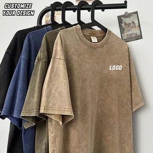 Wholesale Custom Vintage Acid Wash Oversized T-<b>Shirt</b> for Men 100% Cotton Heavyweight Casual Solid Print Pattern <b>Long</b> Length <b>Tee</b> - Product Image 3