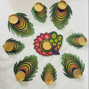 Ascension Reusable Peacock Feather Design Tealight Candle <b>Holder</b> Stand for Christmas Diwali Floor Rangoli and Diya Decorations - Product Image 1