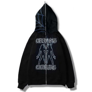 2024 personalizado Puff impresión sudaderas con capucha de manga larga con estampado de letras Zip Up Sudadera con capucha para hombres y mujeres - Product Image 6