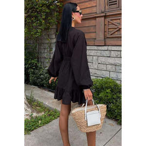 กระโปรงริบบิ้นปักลาย ชุดเดรสระบาย 2897 เอวยางยืด - Product Image 6