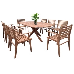 Premium Teak Wood Patio Furniture Modern Lightweight <b>Chairs</b> with Oval Dining Table Indonesia - Product Image 3