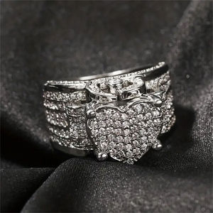 Bague Cœur en Moissanite Taille Princesse Style Hip-hop Luxe Rétro Punk Unisexe pour Fiançailles en Argent 925 Plaqué Rhodium Certifié - Product Image 6