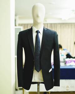 Unisexe #211 Slim Style à manches longues col en V 2 pièces plissé devant costume d'affaires respirant bouton simple boutonnage grande taille - Product Image 5