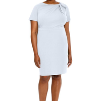 Robe fourreau polie pour femmes avec nœud robe de travail carrière bureau bureau tendance col en v femmes taille incurvée couture crêpe