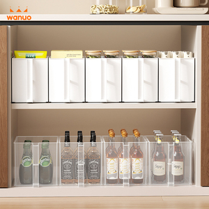 Organiseurs de placard coulissants WANUO avec poignée, tiroirs de rangement en <span class=keywords><strong>plastique</strong></span> transparent/blanc pour la cuisine et l'organisation de la maison - Product Image 2