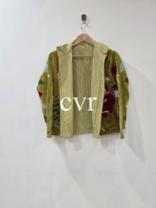 Hand Embroidered <b>Christmas</b> Velvet Bomber <b>Jacket</b> Adult Full Sleeve Zipper Closure Stand Collar Regular Length - Product Image 4