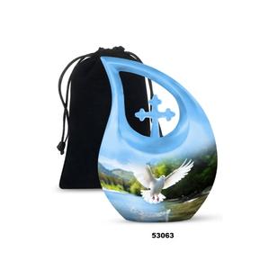 โกศสำหรับเผาเถ้ากระดูกมนุษย์พร้อมถุงกำมะหยี่รูปนกสีชมพู - Product Image 4