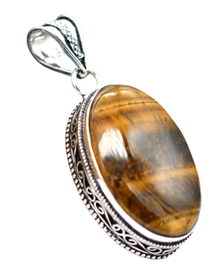 Collar de mujer de latón Vintage hecho a mano colgante de piedra preciosa de ojo de tigre tendencia caliente piedras preciosas temáticas cristianas naturales surtidas - Product Image 1