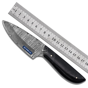 Cuchillo de caza personalizable hecho a mano hoja de acero de Damasco mango de hueso de camello teñido Funda de cuero de vaca con OEM grabado con láser - Product Image 1