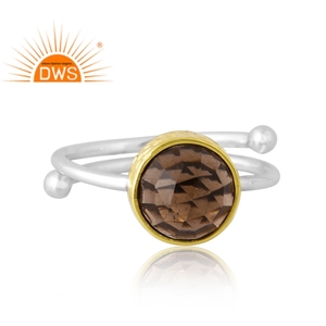 Latest trending fine sterling silver natural Smoky <b>Quartz</b> gemstone stackable <b>ring</b> custom jewelry manufacturer - Product Image 2