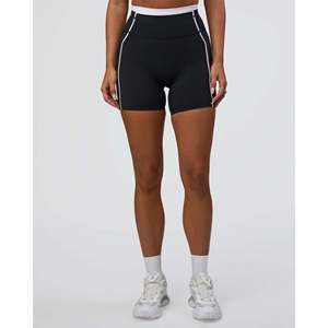Liberate Contrast High-Rise 6-Inch <b>Shorts</b> with Pockets for <b>Women</b>-Black <b>White</b> - Product Image 6