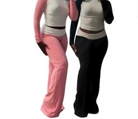 Ensemble de vêtements décontractés pour femmes, tricot patchwork, coupe régulière, taille haute, au-dessus du genou, haut court, leggings, motif uni