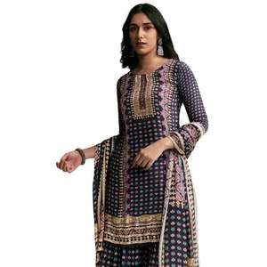 <b>Purple</b> Printed Sharara Set with Dupatta for <b>Women</b> Indian Traditional Festive Party Wear Comfortable Designer Outfit - Product Image 4