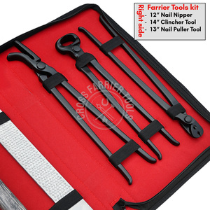 Horse Farrier Tool <b>Kit</b> Black Nipper Clincher Puller Rasp Hammer Hoof Knife Loop Knife Brass End Hoof Grooming <b>Shoe</b> <b>Care</b> tools - Product Image 2