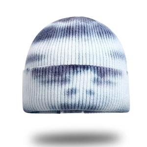 Trending Unisex Color Blocking Beanie Hat 100% Acrylic Ribbed Knit <b>Winter</b> Casual for Adults Black and Brown Contrast Design - Product Image 2