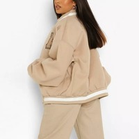 Chaqueta Varsity de Invierno con Diseño de Letras a la Moda, Personalizada, Deportiva, Transpirable, Bordada, para Mujer, Talla Grande