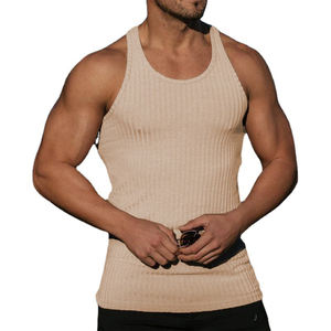 Camiseta sin Mangas a Rayas de Moda 2023 para Hombre, Impresión Personalizada por Transferencia de Calor, Corte Ajustado - Product Image 1