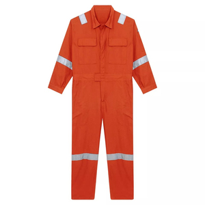 Mono de trabajo de algodón y poliéster reflectante con logotipo personalizado para hombre, traje naranja ligero, traje de propiedad a prueba de agua con alta visibilidad - Product Image 1