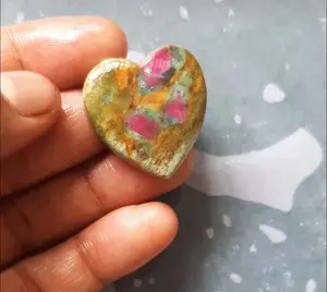 Natural Ruby Fuchsite Heart Cabochon Gemstone For Jewelry Making Loose Pendant Ring Earring Valentine earrings for women