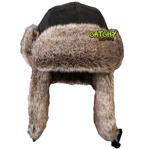 Chapeau d'aviateur d'hiver pour homme avec rabat d'oreille CHAUD, imperméable, fausse fourrure pour les sports, les fêtes, la pêche - Product Image 1