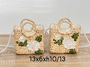 Bolsa de jacinto de agua tejida a mano de primera calidad, bandolera elegante hecha en Vietnam bolsa de jacinto de agua seca natural para una vida verde - Product Image 4