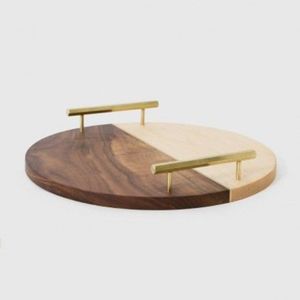 ASSISTANCE HAD WOODEN ROUND DECORATIVE TRAY Wooden Round Serving Tray Large Round Wooden tray - Product Image 1
